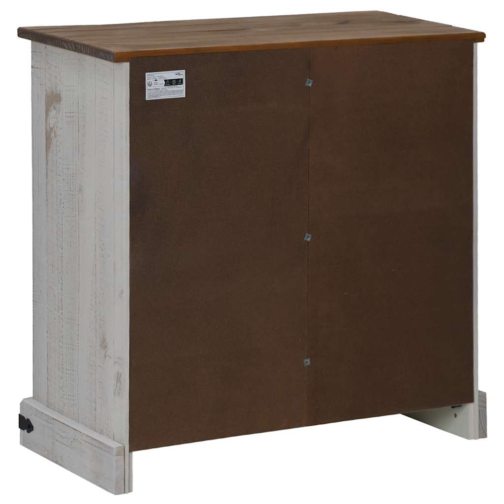 Komoda HALDEN s kliznim vratima bijela 80x40x80 cm puno drvo