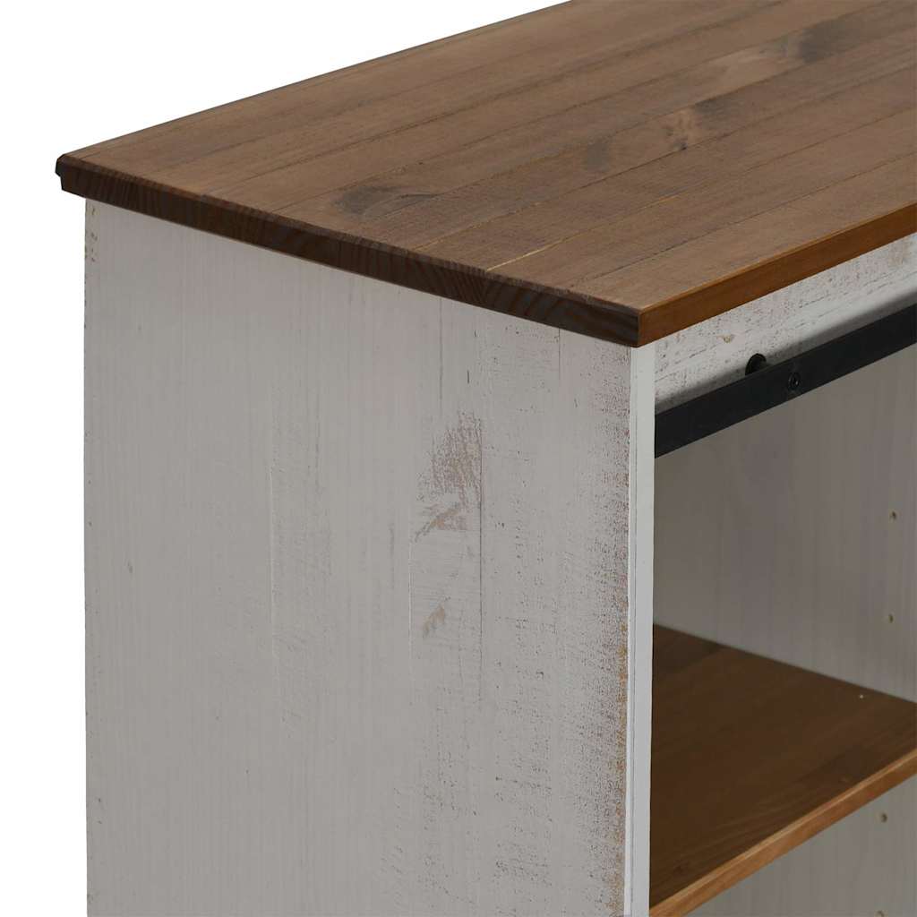 Komoda HALDEN s kliznim vratima bijela 80x40x80 cm puno drvo