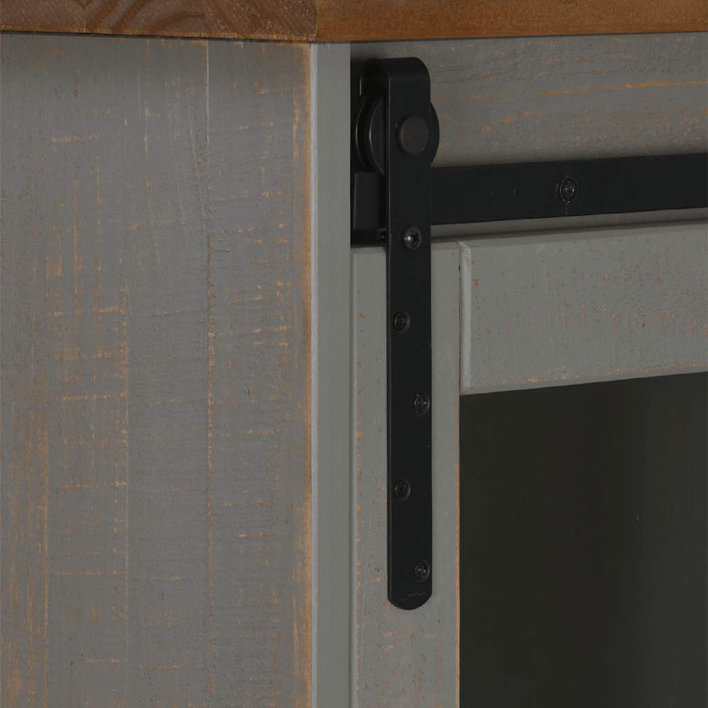 Komoda HALDEN s kliznim vratima siva 80x40x80 cm puno drvo