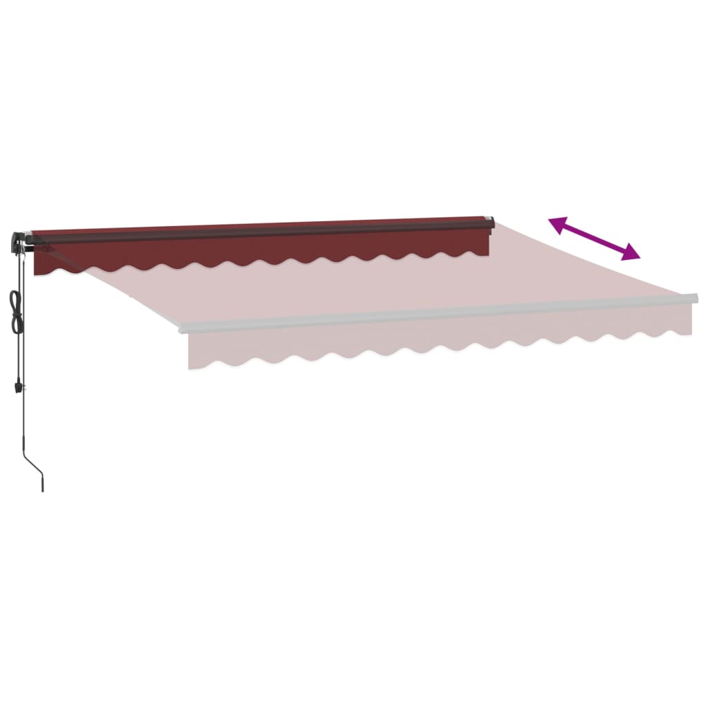 Tenda na automatsko uvlačenje s LED svjetlima bordo 350x250 cm
