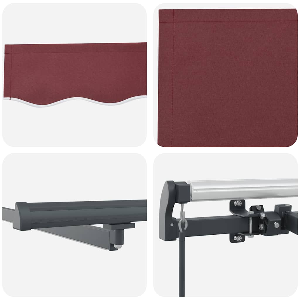 Tenda na ručno uvlačenje s LED svjetlima bordo 500 x 300 cm