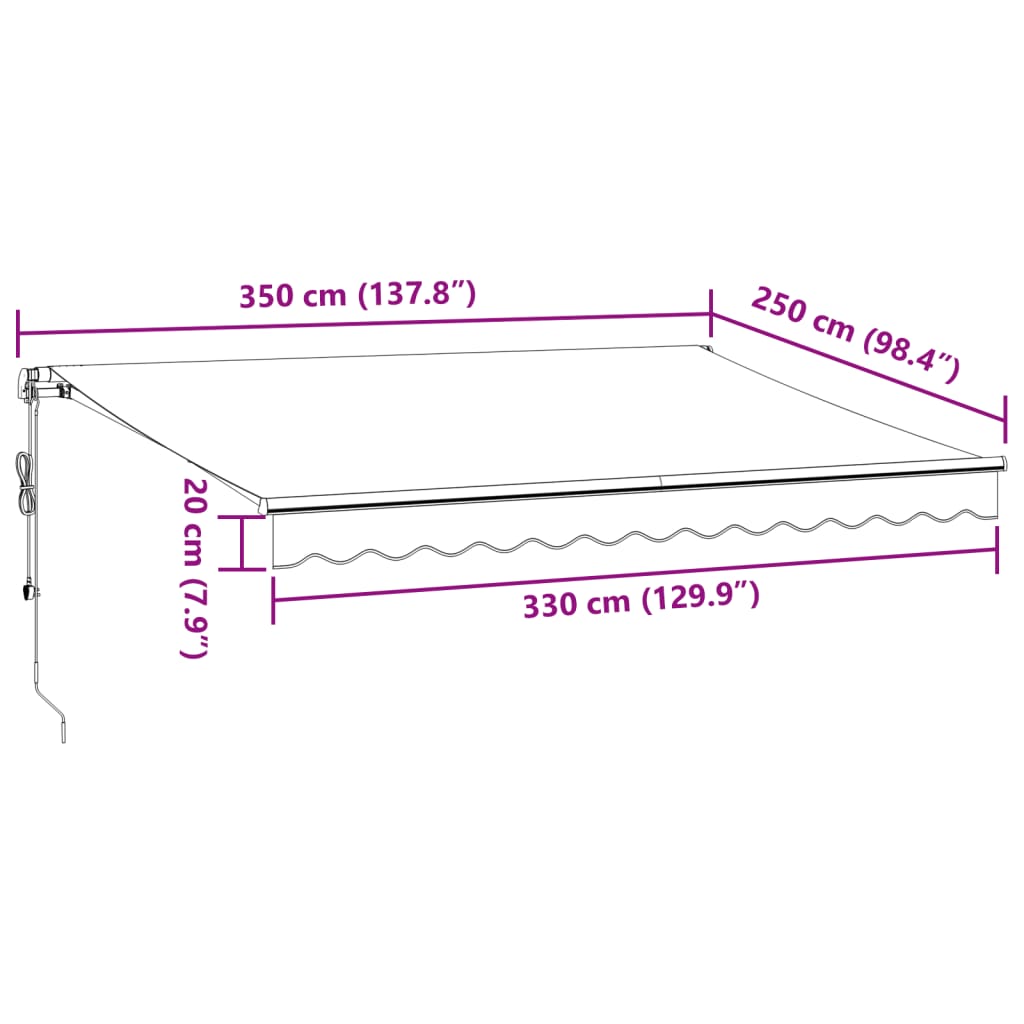 Tenda na automatsko uvlačenje s LED smeđa 350 x 250 cm