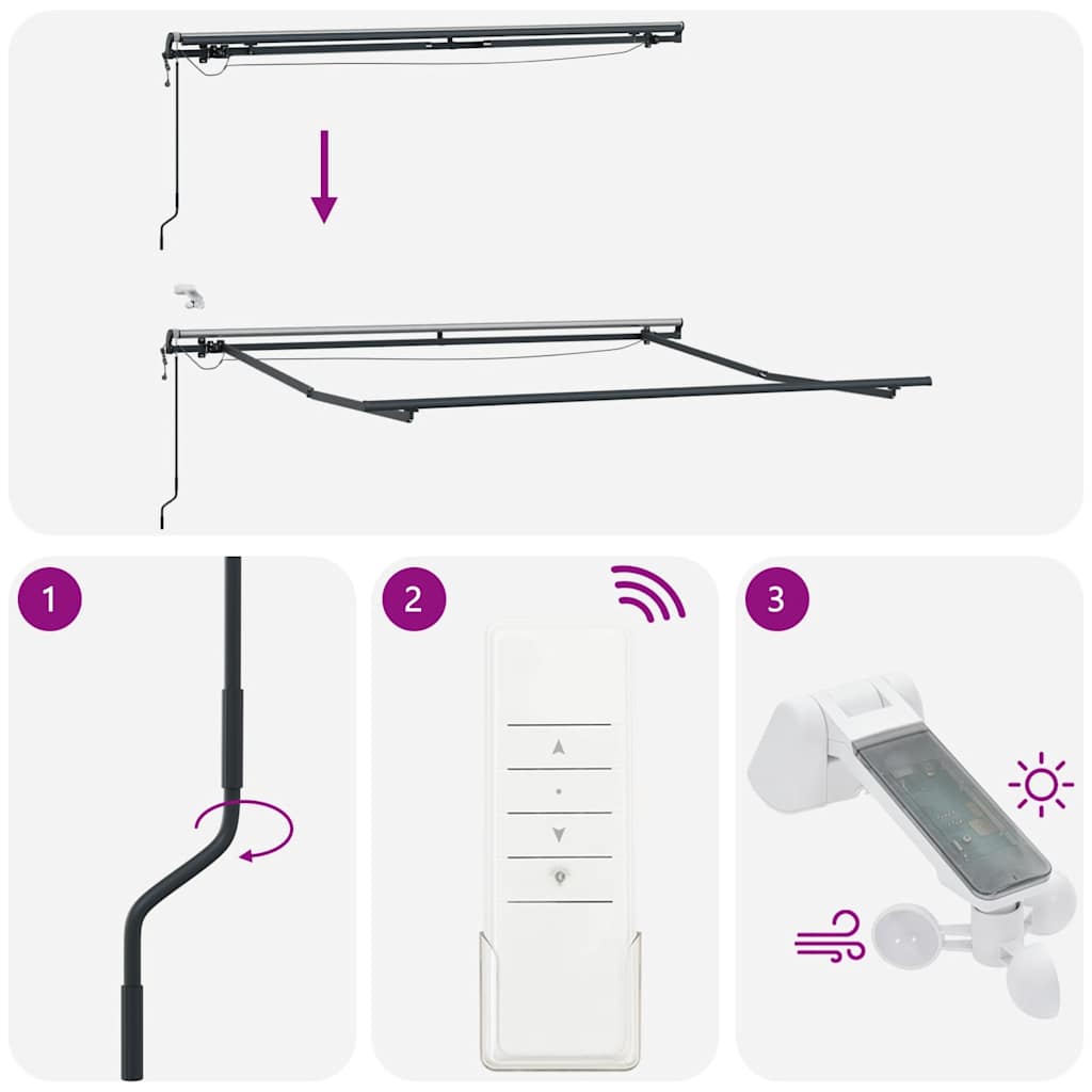 Tenda na automatsko uvlačenje LED antracit i bijela 300x250 cm
