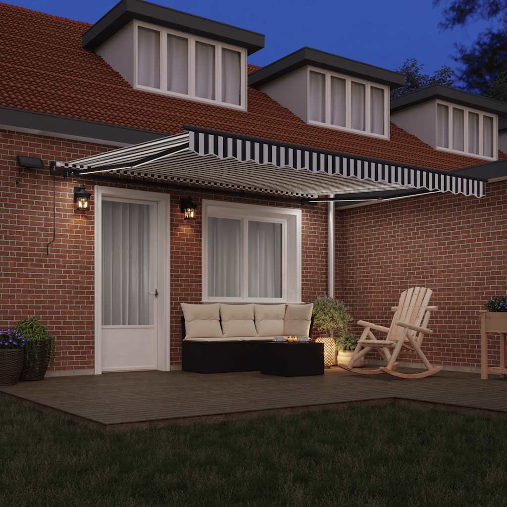Tenda na ručno uvlačenje s LED antracit i bijela 400x300 cm