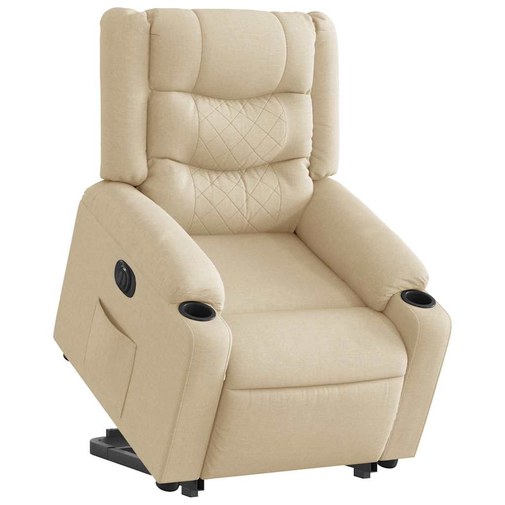 Električni naslonjač na podizanje od tkanine krem