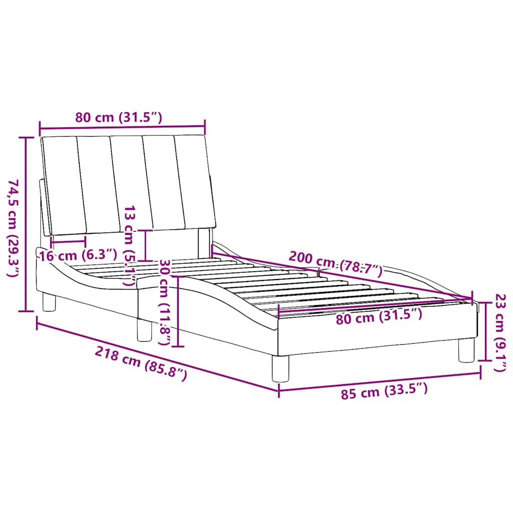 Okvir za krevet bez madraca Hanko smeđesivi 80x200cm od tkanine