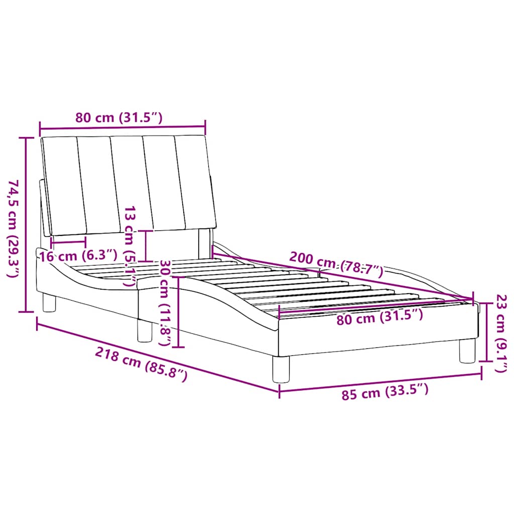 Okvir kreveta bez madraca Hanko Krem 80x200 cm Tkanina