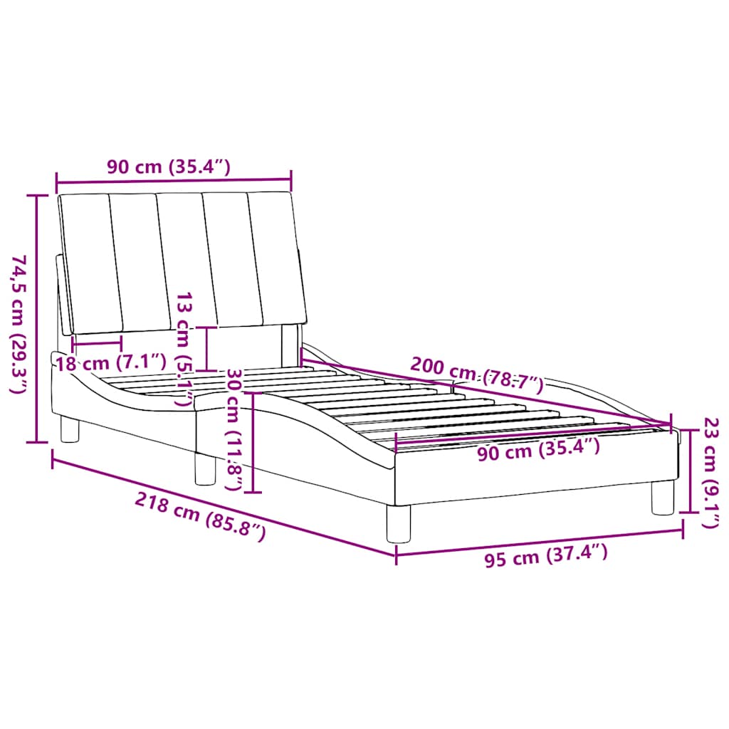 Okvir kreveta bez madraca Hanko svjetlosivi 90x200 cm od tkanine