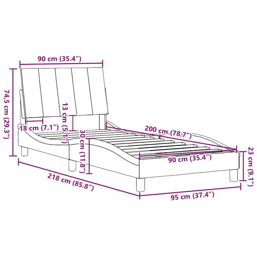 Okvir za krevet bez madraca Hanko tamnosivi 90x200 cm od tkanine