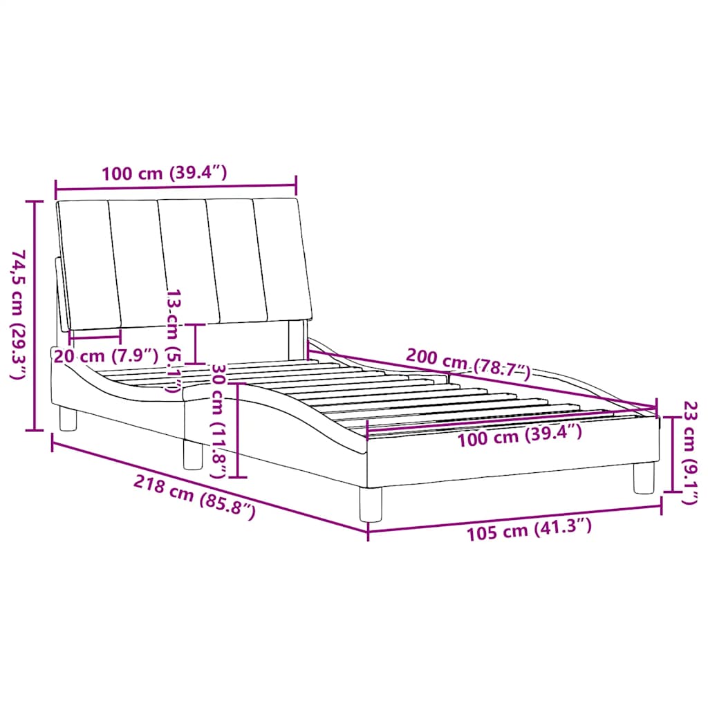 Okvir za krevet bez madraca Hanko plava 100x200cm od tkanine