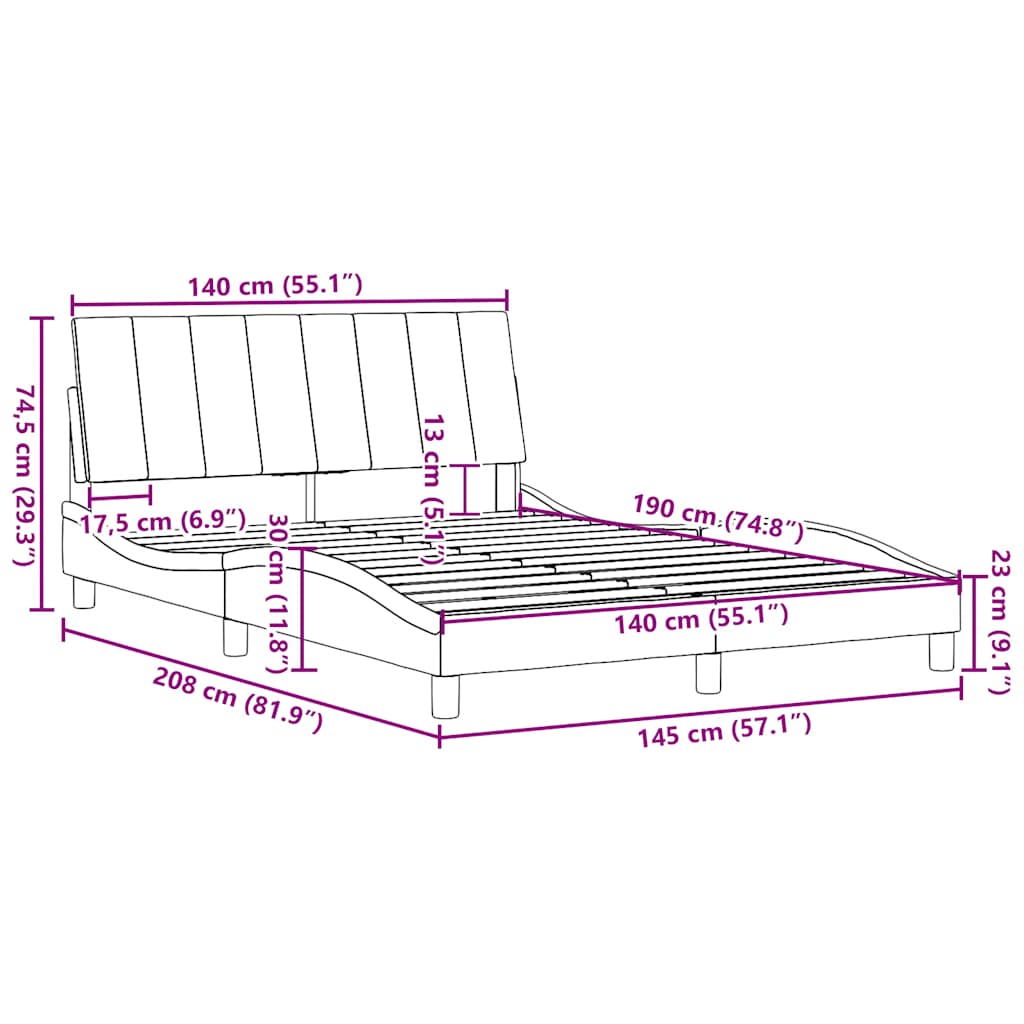 Okvir za krevet bez madraca Hanko plavi 140 x 190 cm od tkanine