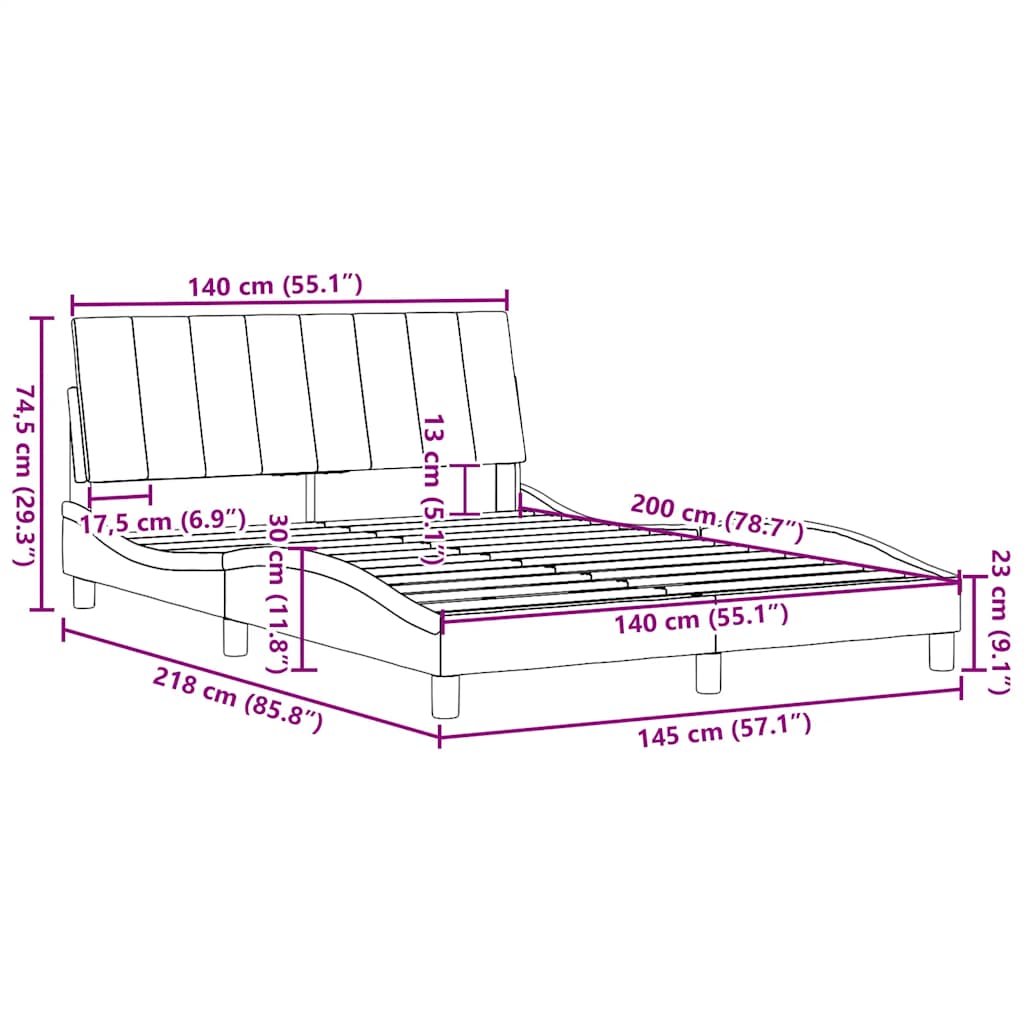 Okvir za krevet bez madraca Hanko crni 140x200 cm od tkanine