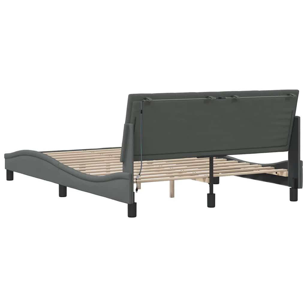 Okvir za krevet bez madraca Hanko tamnosivi 140 x 190 cm od tkanine