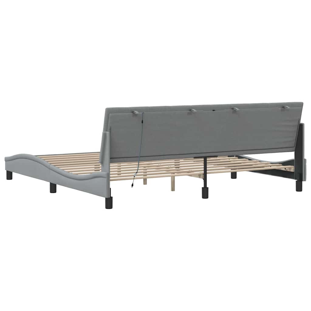 Okvir za krevet bez madraca Hanko svjetlosivi 200 x 200 cm od tkanine