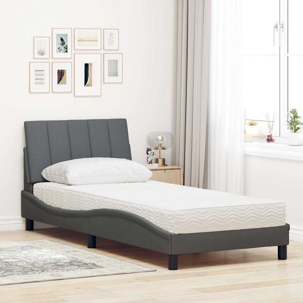 Krevet s madracem Hanko tamnosivi 80x200cm od tkanine
