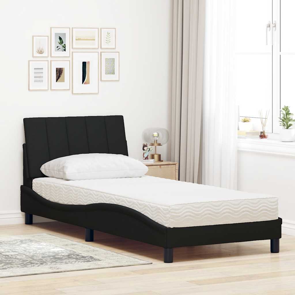 Krevet s madracem Hanko crni 80 x 200 cm od tkanine