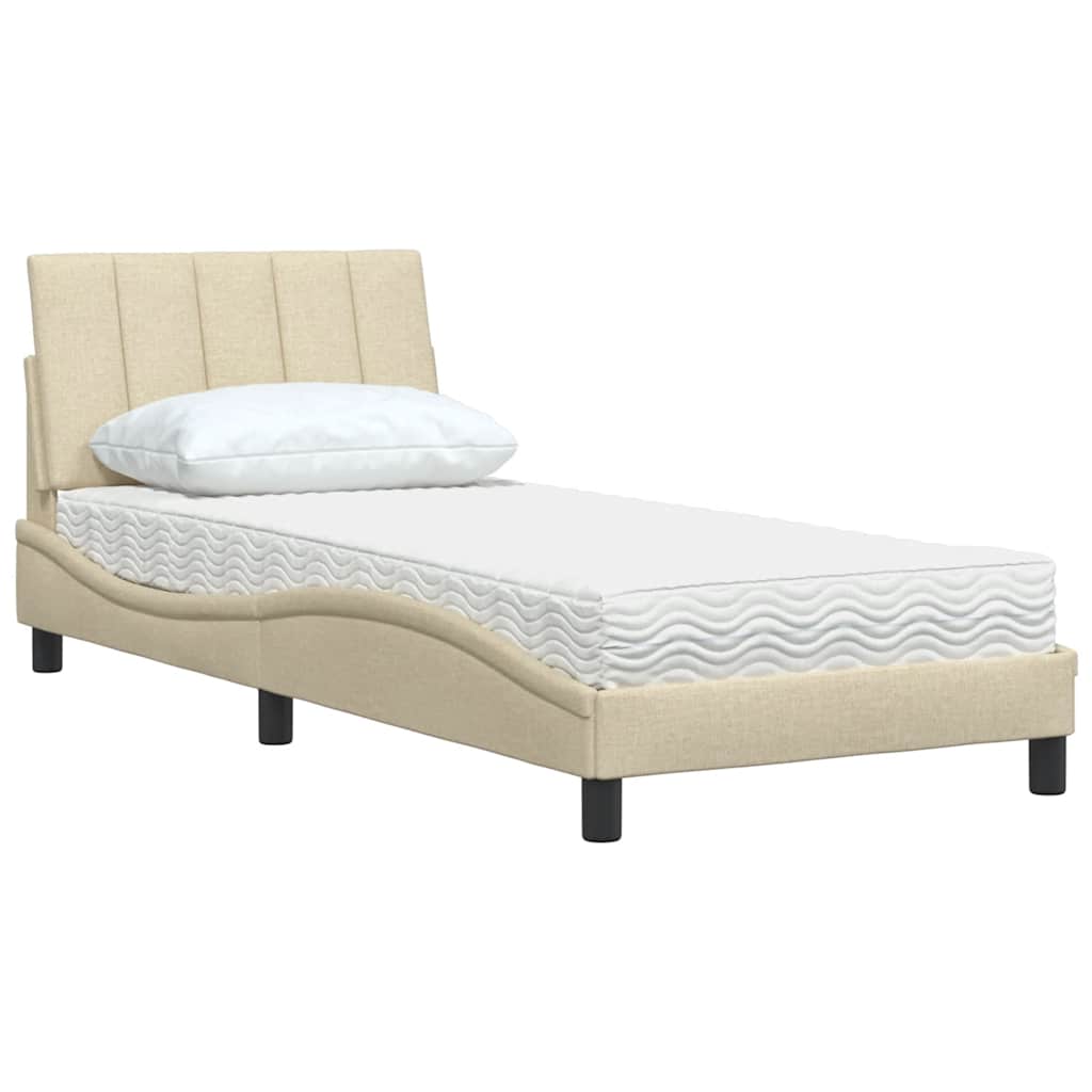 Krevet s madracem Hanko krem 80 x 200 cm od tkanine