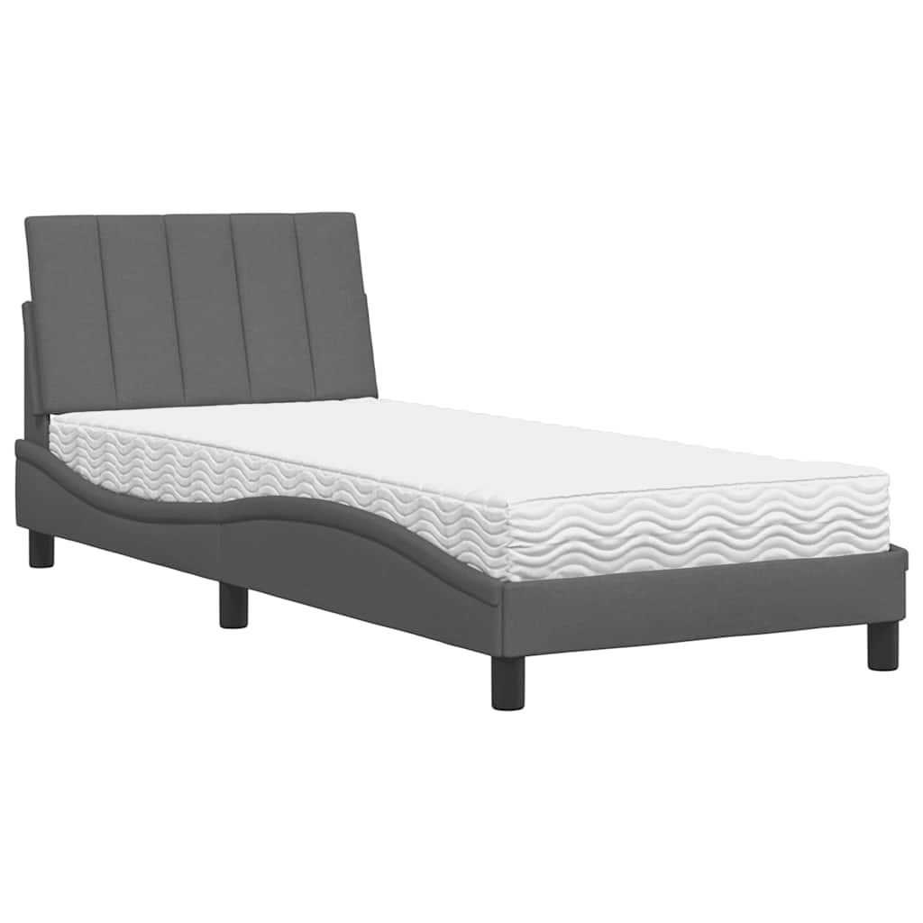 Krevet s madracem Hanko tamnosivi 90 x 190 cm od tkanine