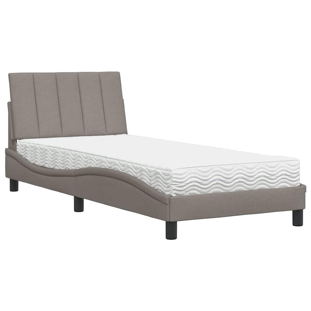 Krevet s madracem Hanko smeđesivi 90x190 cm od tkanine