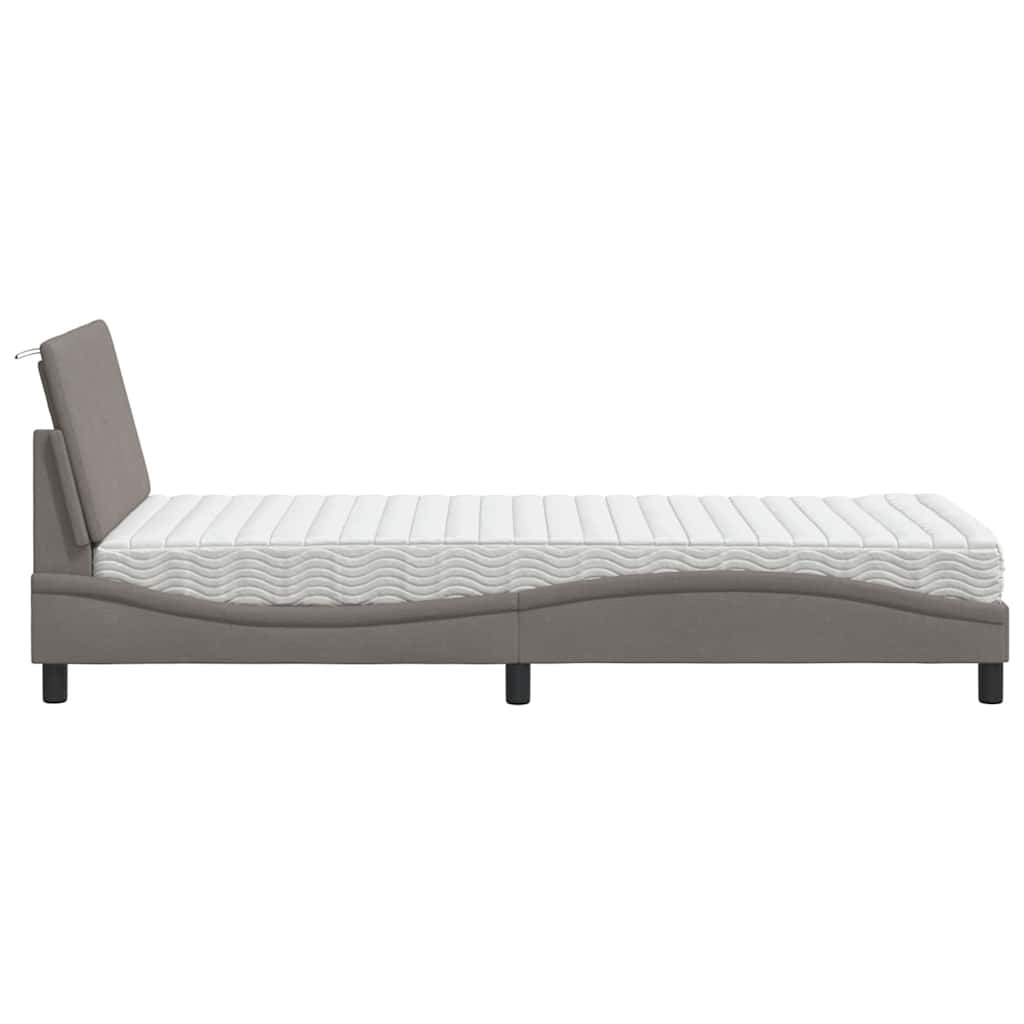 Krevet s madracem Hanko smeđesivi 90x190 cm od tkanine