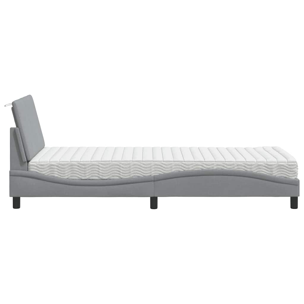 Krevet s madracem Hanko svjetlosivi 90x200cm tkanina