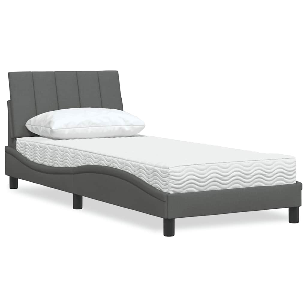 Krevet s madracem Hanko tamnosivi 90x200 cm od tkanine