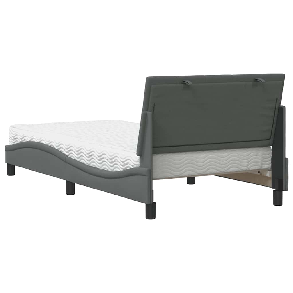 Krevet s madracem Hanko tamnosivi 100 x 200 cm od tkanine