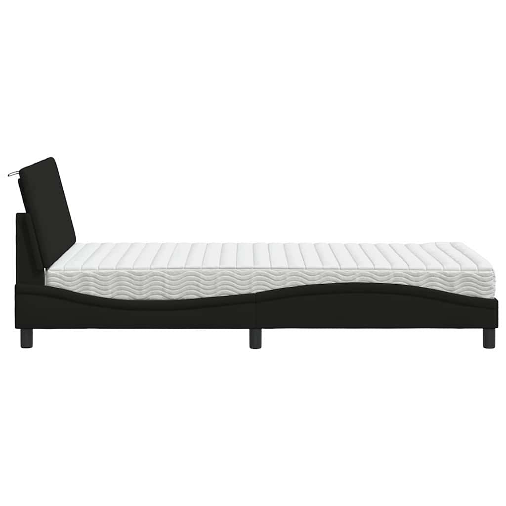 Krevet s madracem Hanko crni 100 x 200 cm od tkanine