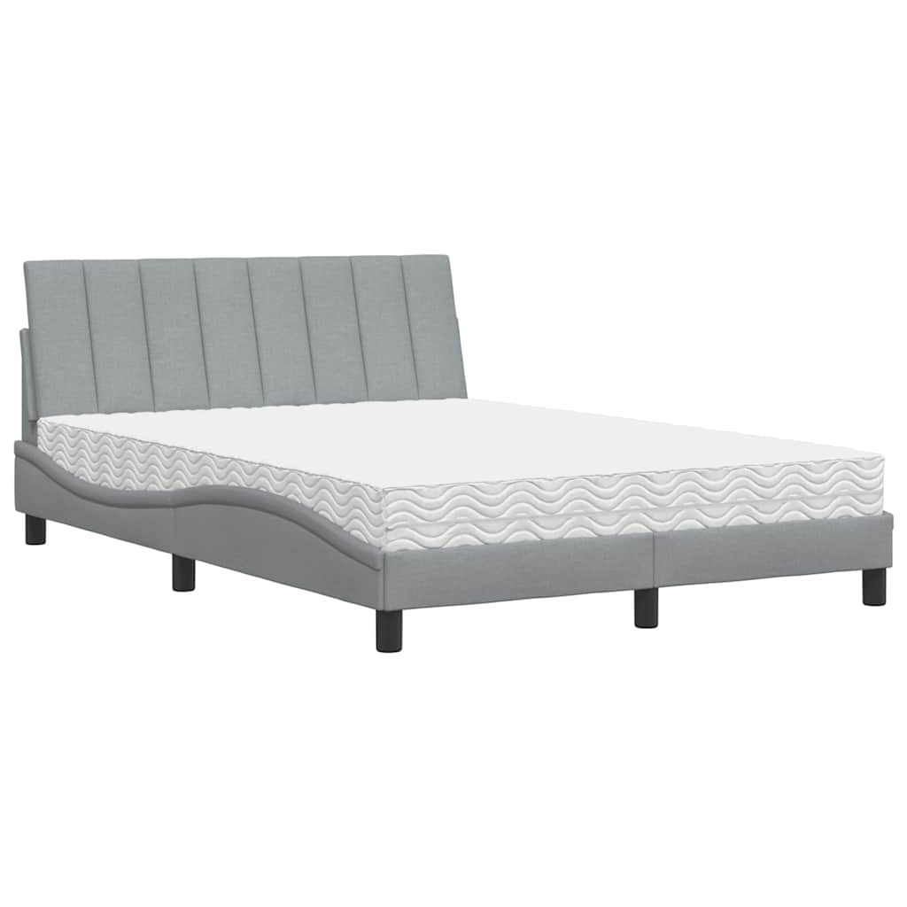 Krevet s madracem Hanko svjetlosivi 120 x 200 cm od tkanine