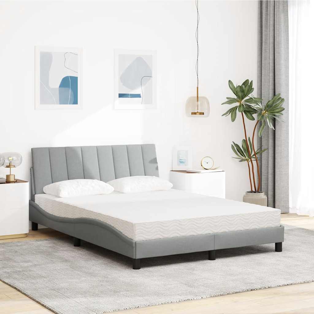Krevet s madracem Hanko svjetlosivi 120 x 200 cm od tkanine