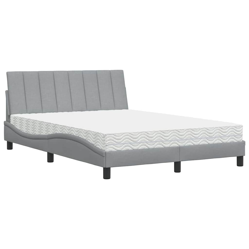 Krevet s madracem Hanko svjetlosivi 140x190 cm od tkanine