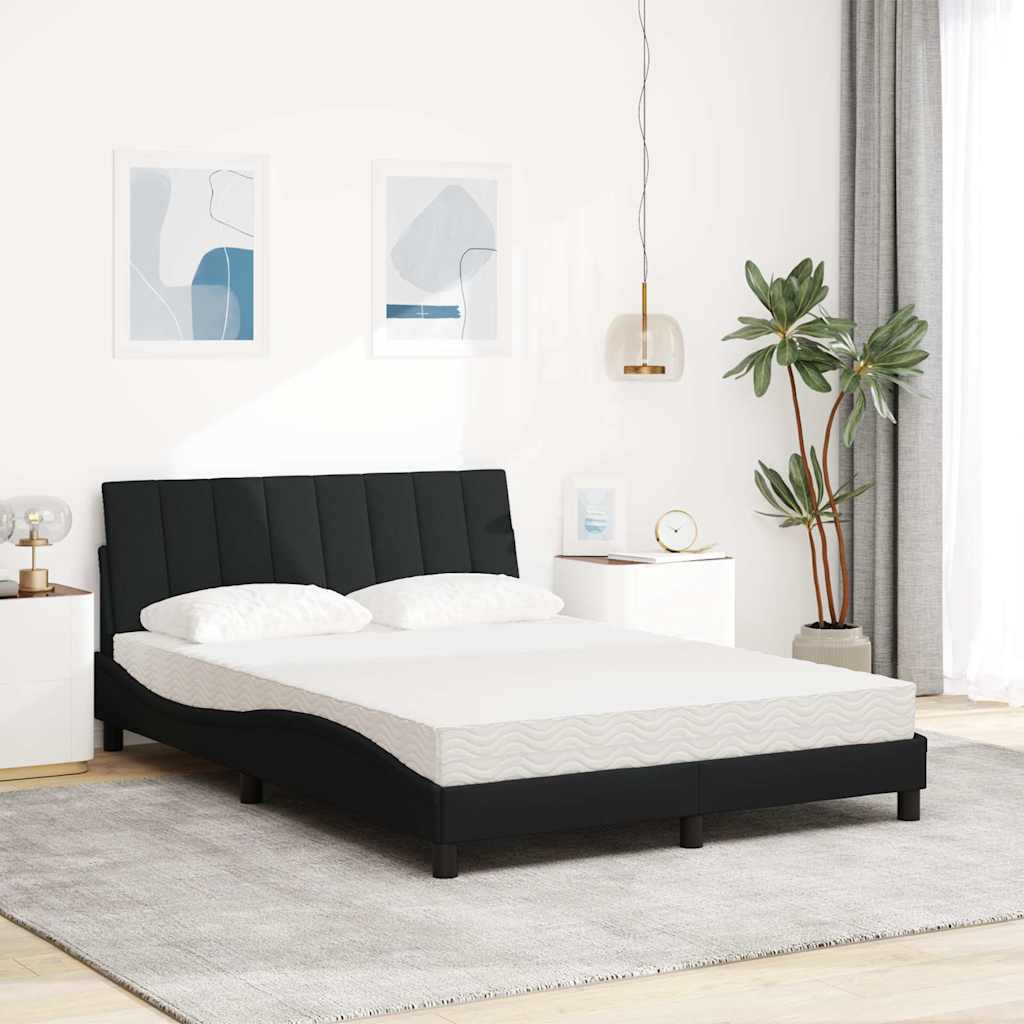 Krevet s madracem Hanko crni 140 x 190 cm od tkanine
