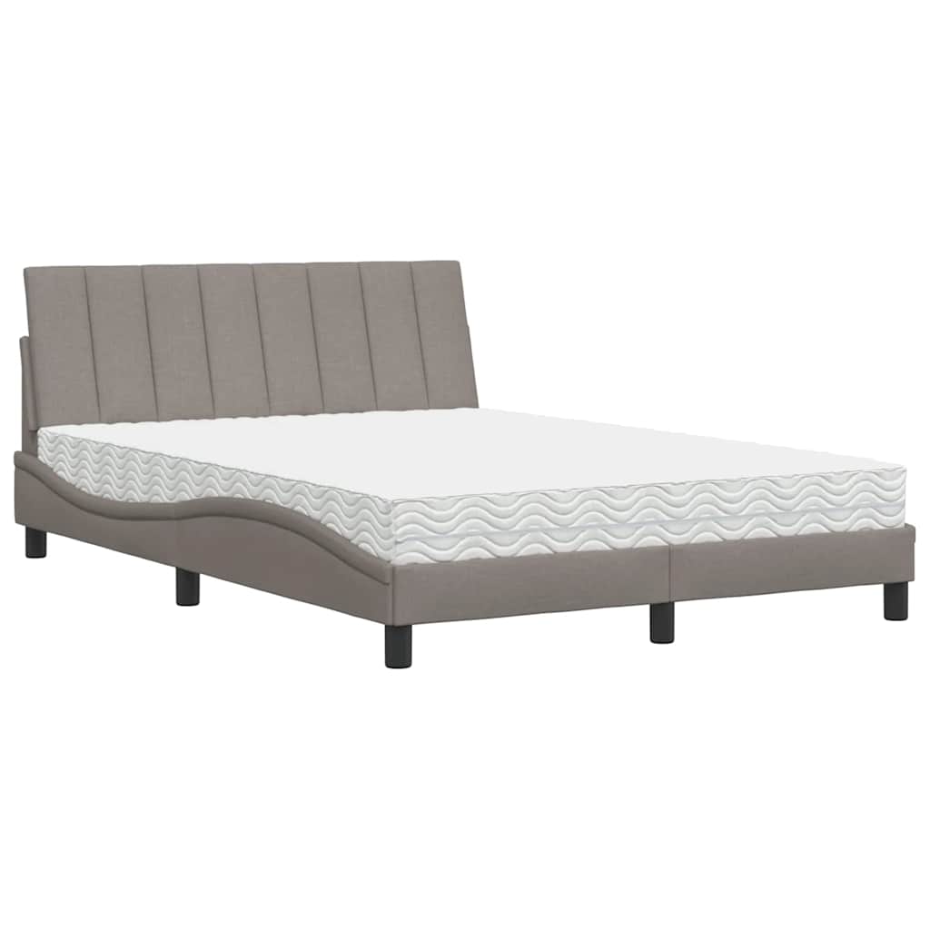 Krevet s madracem Hanko smeđesivi 140 x 190 cm od tkanine
