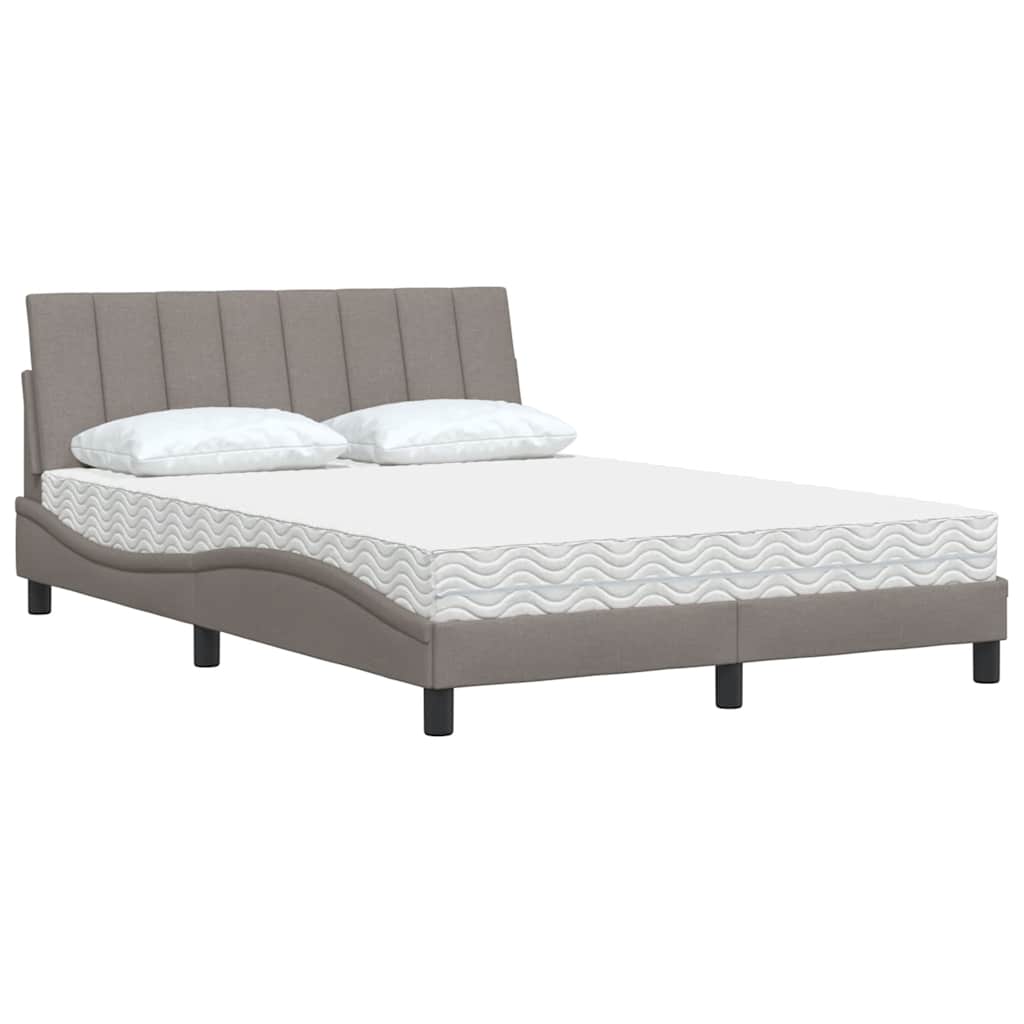 Krevet s madracem Hanko smeđesivi 140 x 190 cm od tkanine
