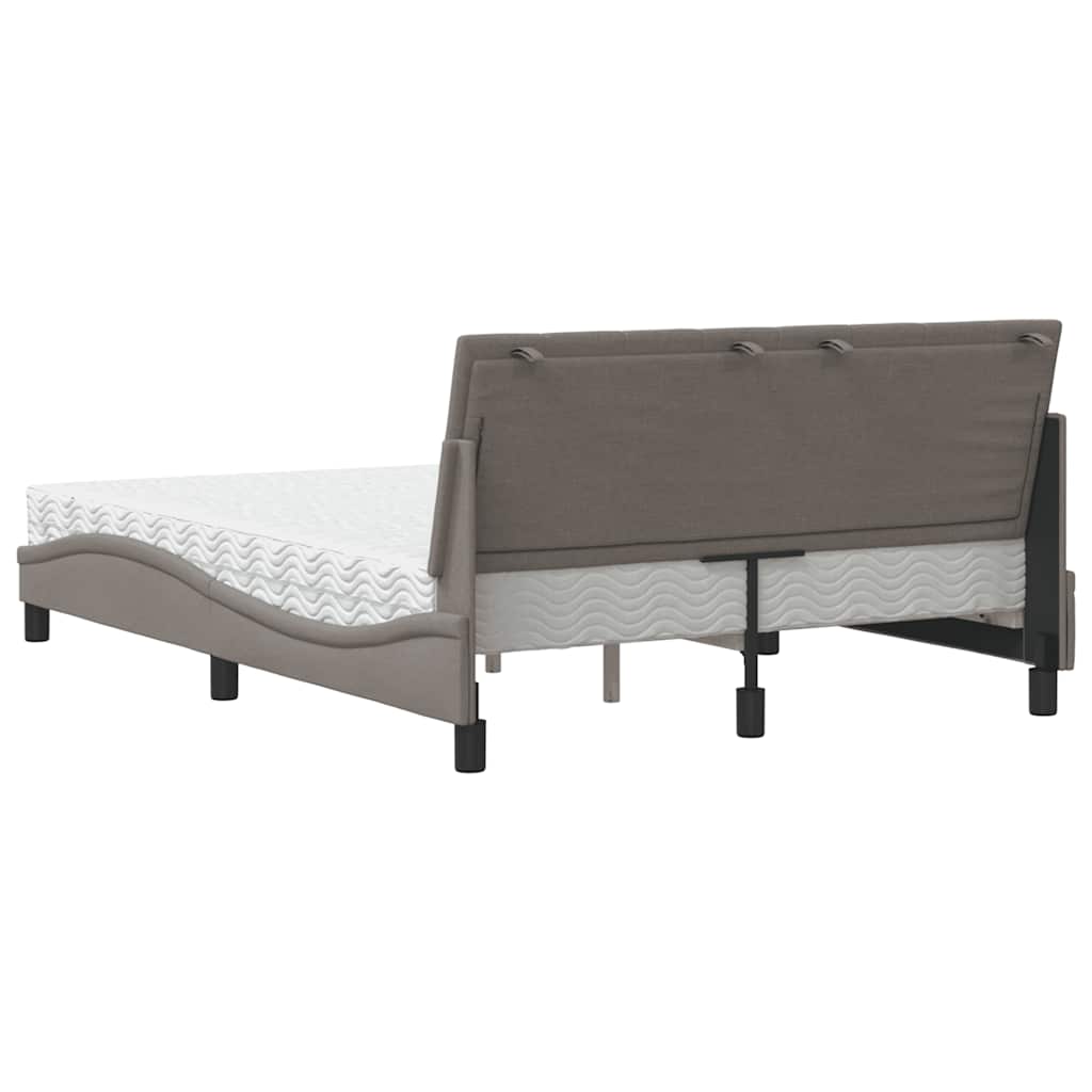 Krevet s madracem Hanko smeđesivi 140 x 190 cm od tkanine