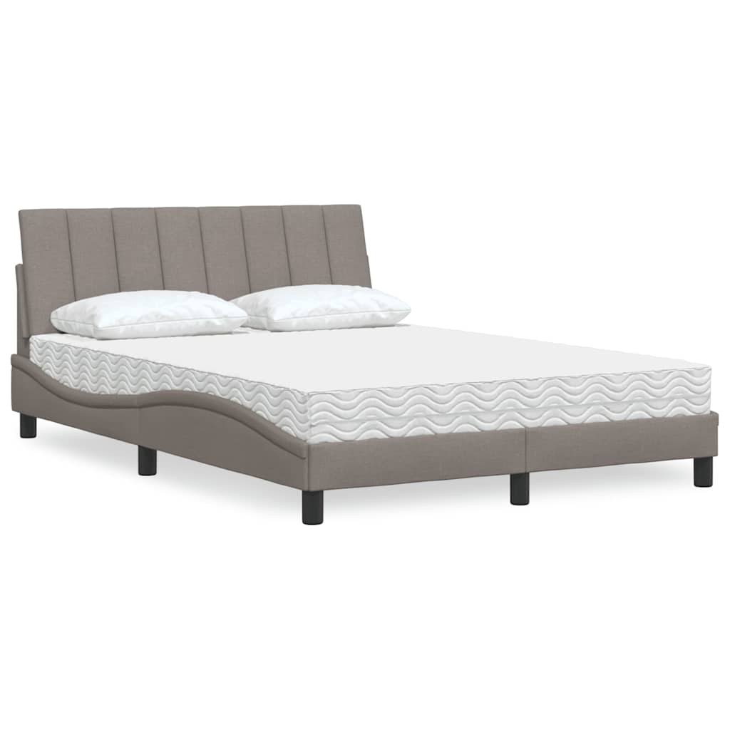 Krevet s madracem Hanko smeđesivi 140 x 190 cm od tkanine