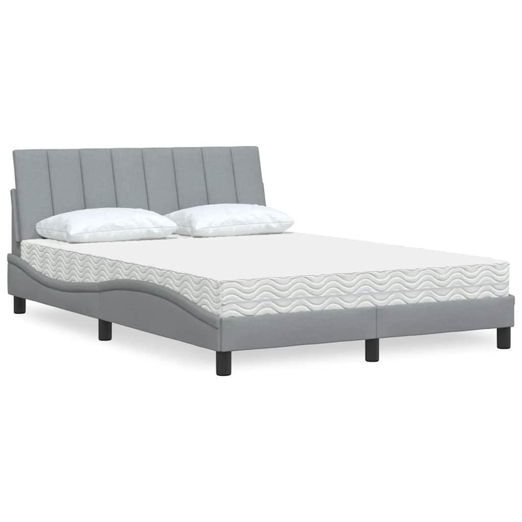 Krevet s madracem Hanko svjetlosivi 140x200 cm od tkanine