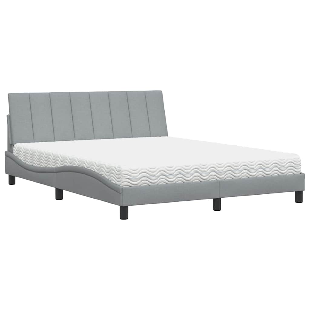 Krevet s madracem Hanko svjetlosiva 160x200 cm tkanina