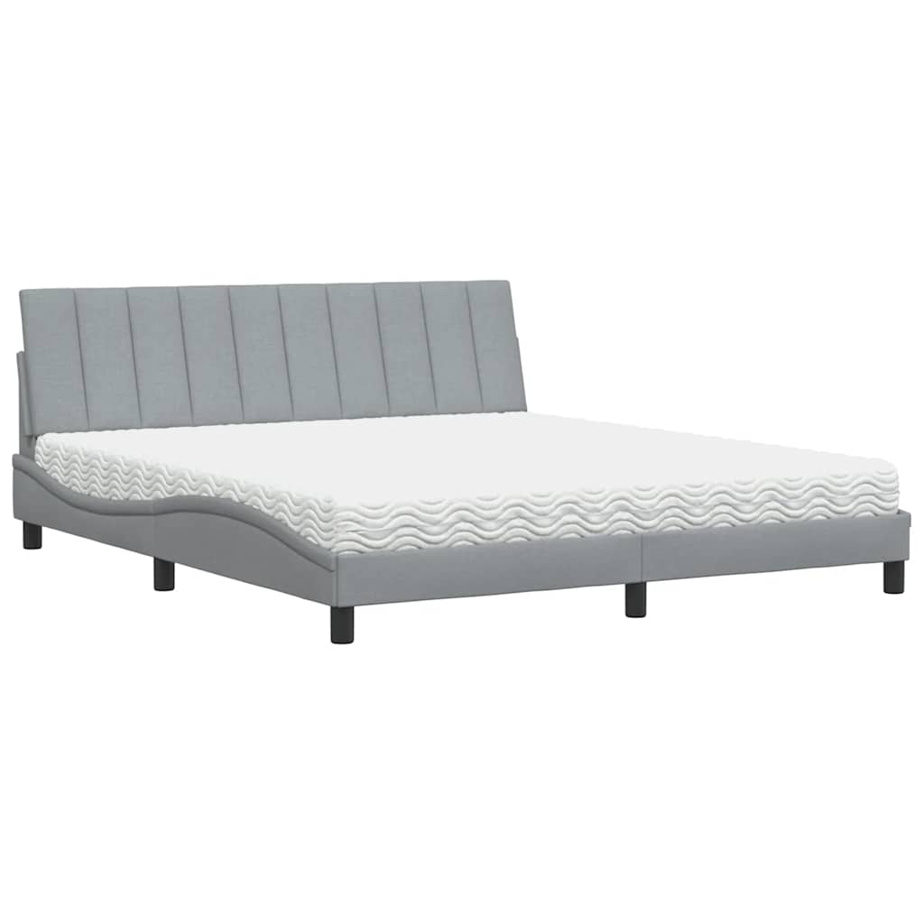 Krevet s madracem Hanko svjetlosivi 180x200 cm od tkanine