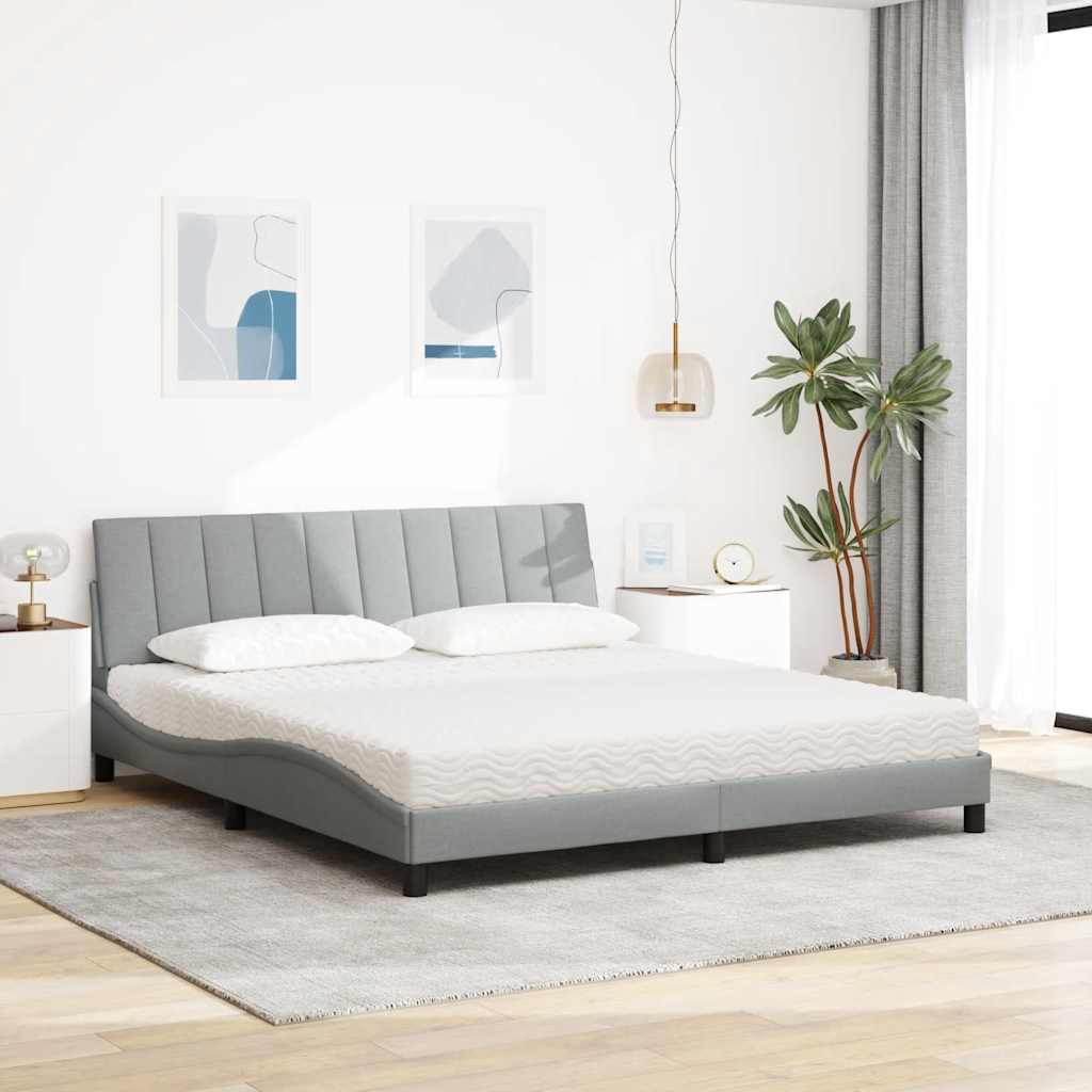 Krevet s madracem Hanko svjetlosivi 180x200 cm od tkanine