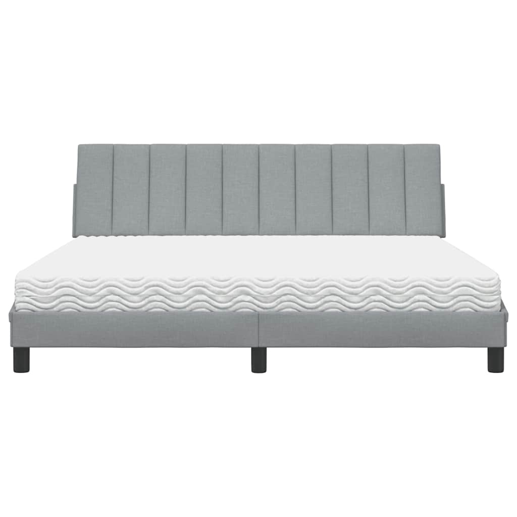 Krevet s madracem Hanko svjetlosivi 180x200 cm od tkanine