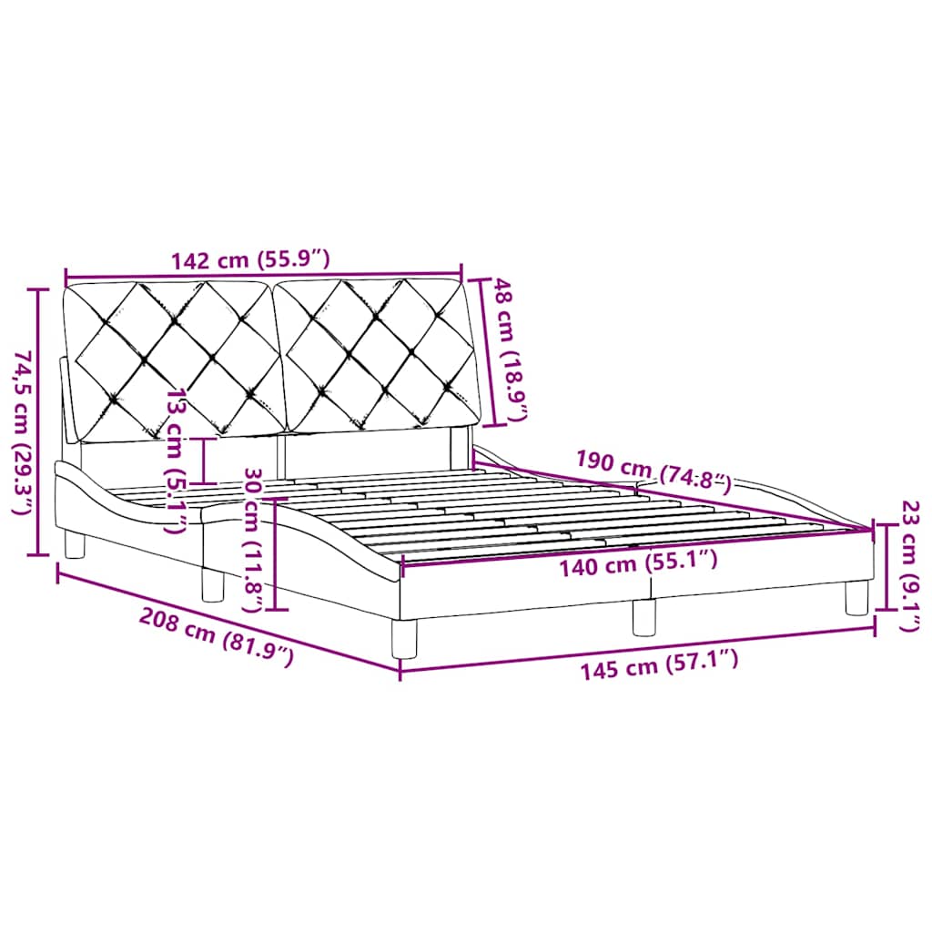 Okvir za krevet bez madraca tamnosmeđi 140 x 190 cm od tkanine