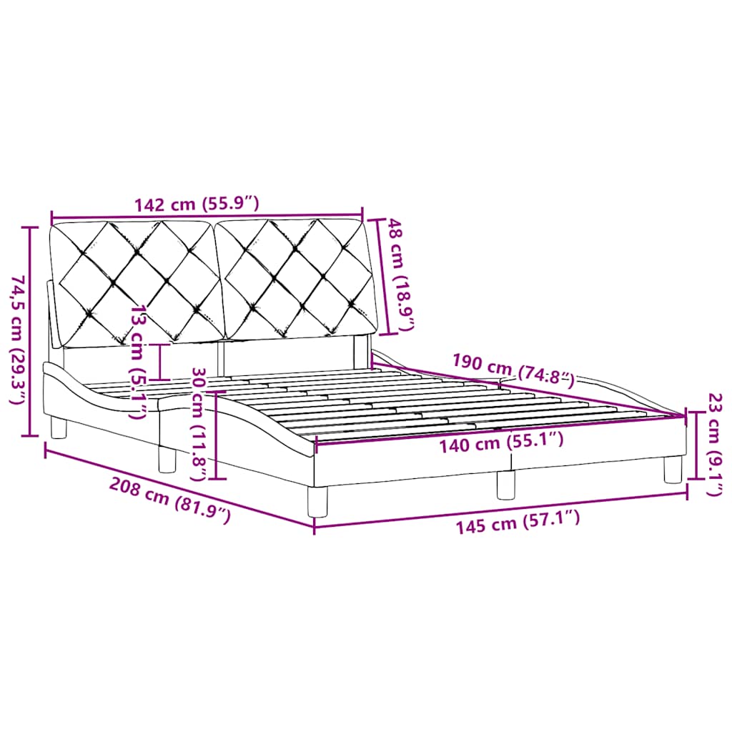 Okvir za krevet bez madraca krem 140 x 190 cm od tkanine