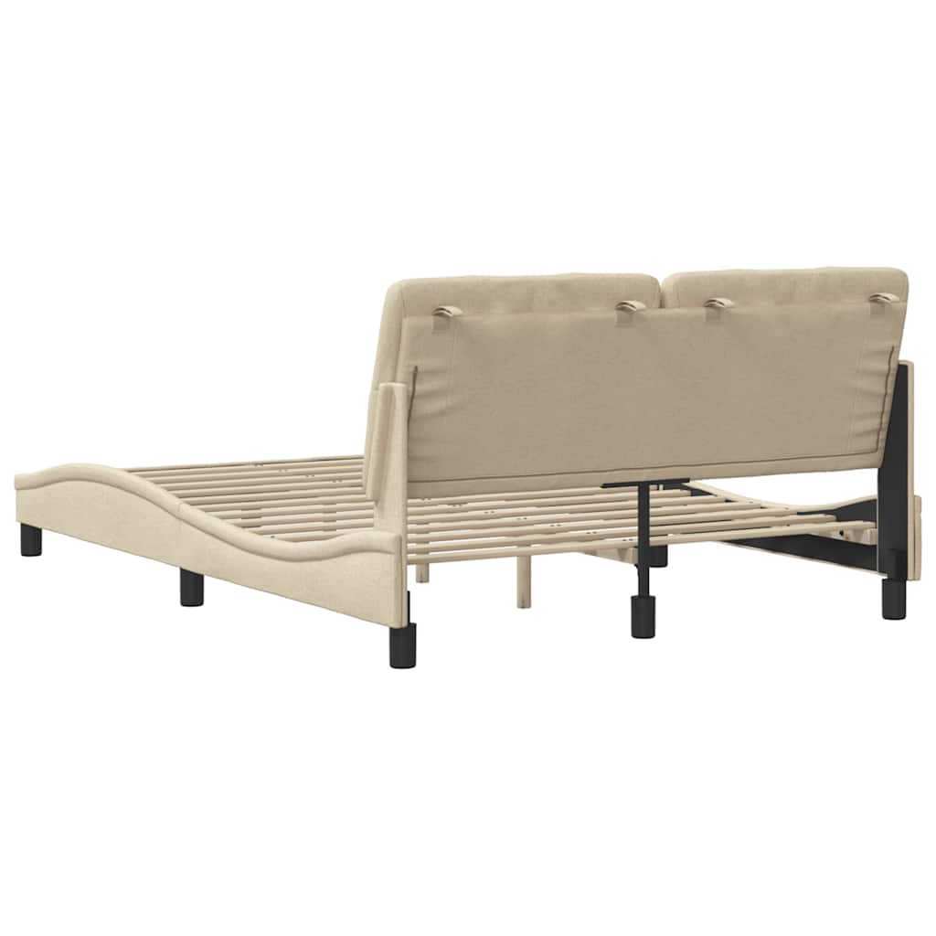 Okvir za krevet bez madraca krem 140 x 190 cm od tkanine