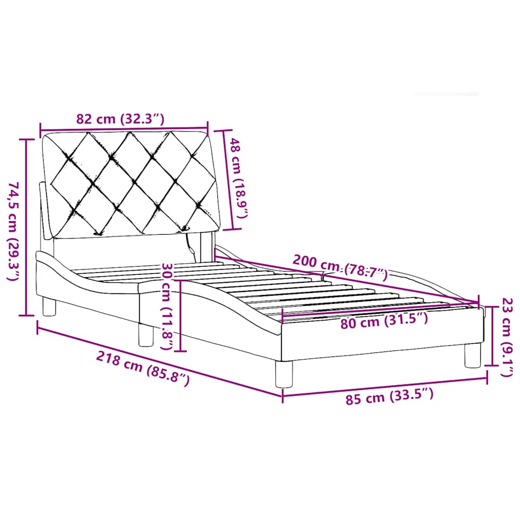 Okvir kreveta s LED-om bez madraca 80x200 cm od tkanine