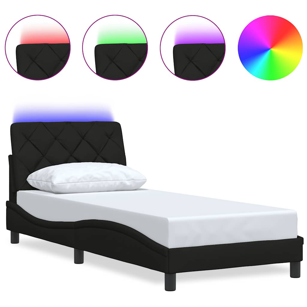 Okvir kreveta s LED-om bez madraca crni 80x200cm od tkanine