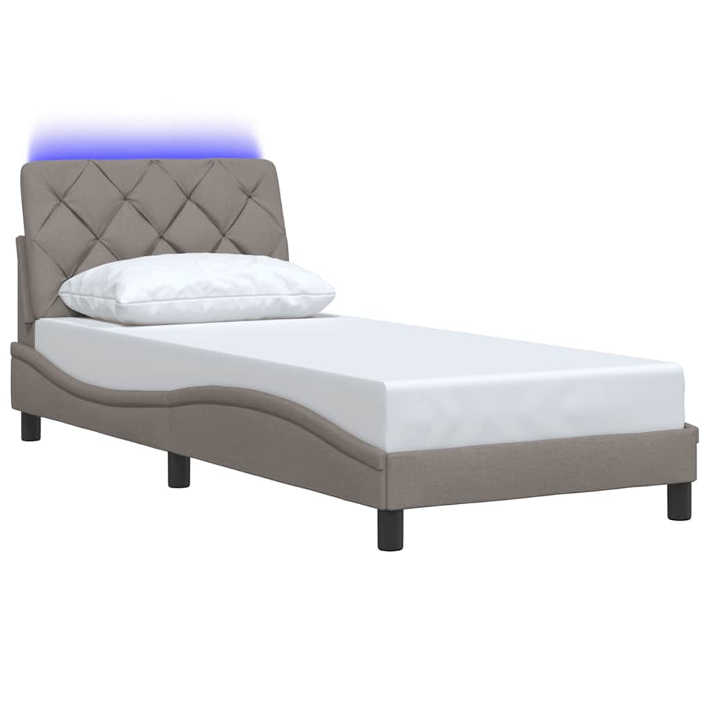 Okvir kreveta s LED-om bez madraca Taupe 80x200 cm Tkanina