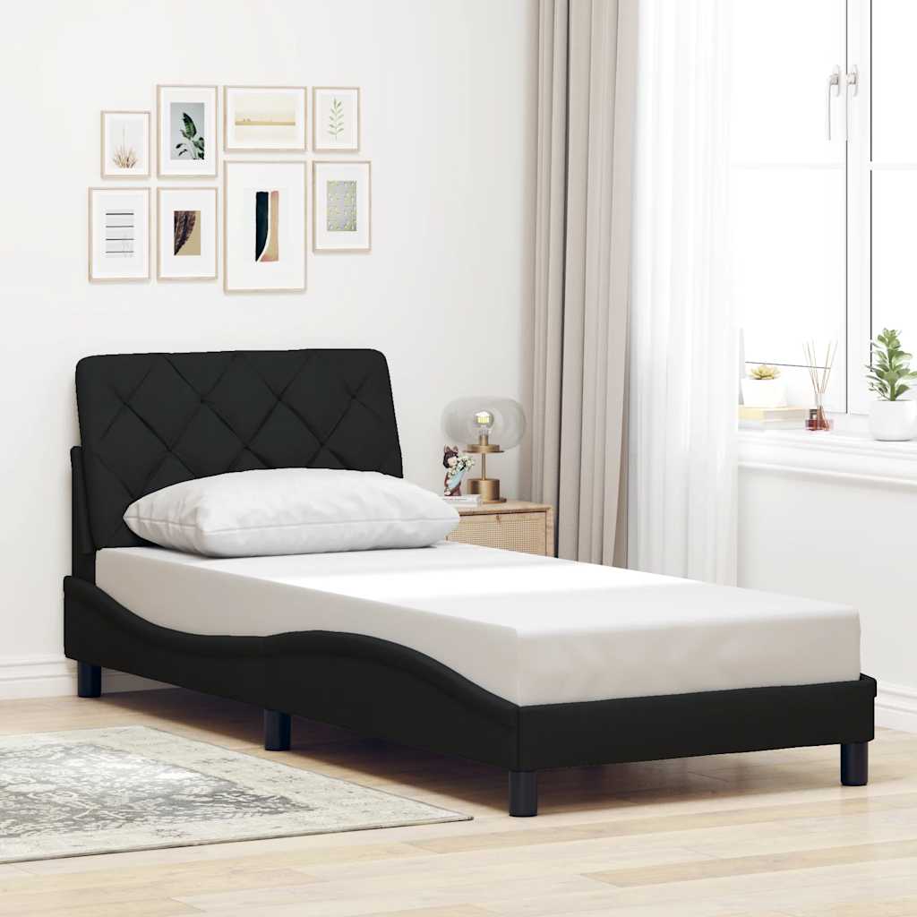 Okvir kreveta s LED-om bez madraca crni 90x190cm od tkanine