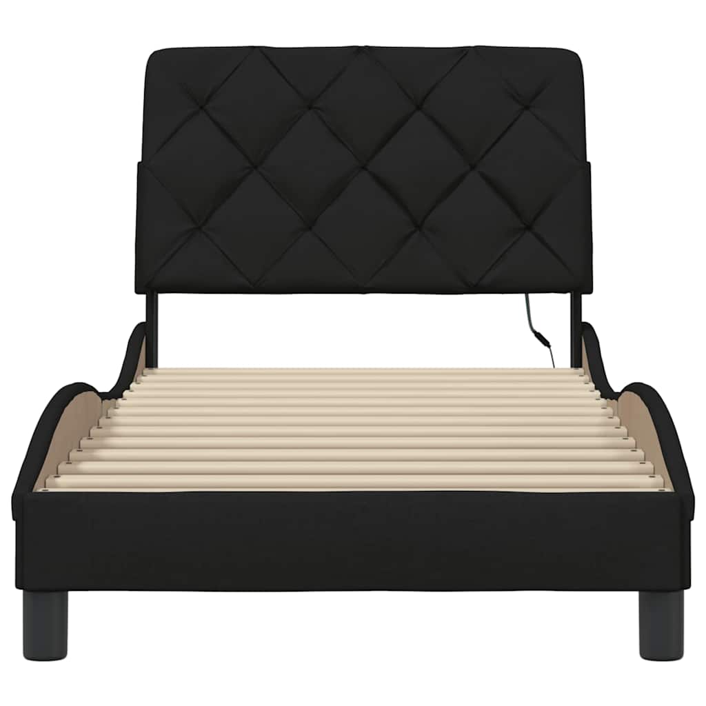 Okvir kreveta s LED-om bez madraca crni 90x190cm od tkanine