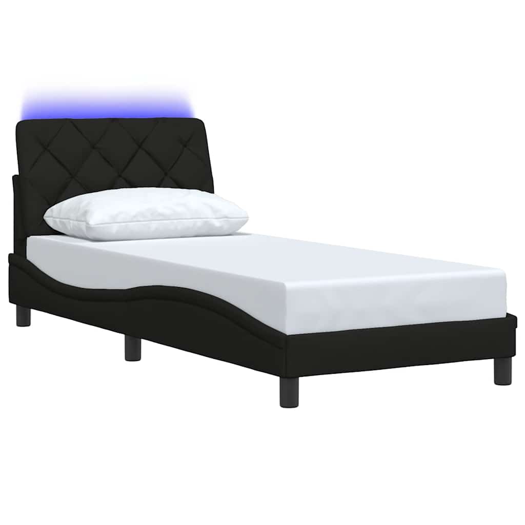 Okvir kreveta s LED-om bez madraca crni 90x200cm od tkanine